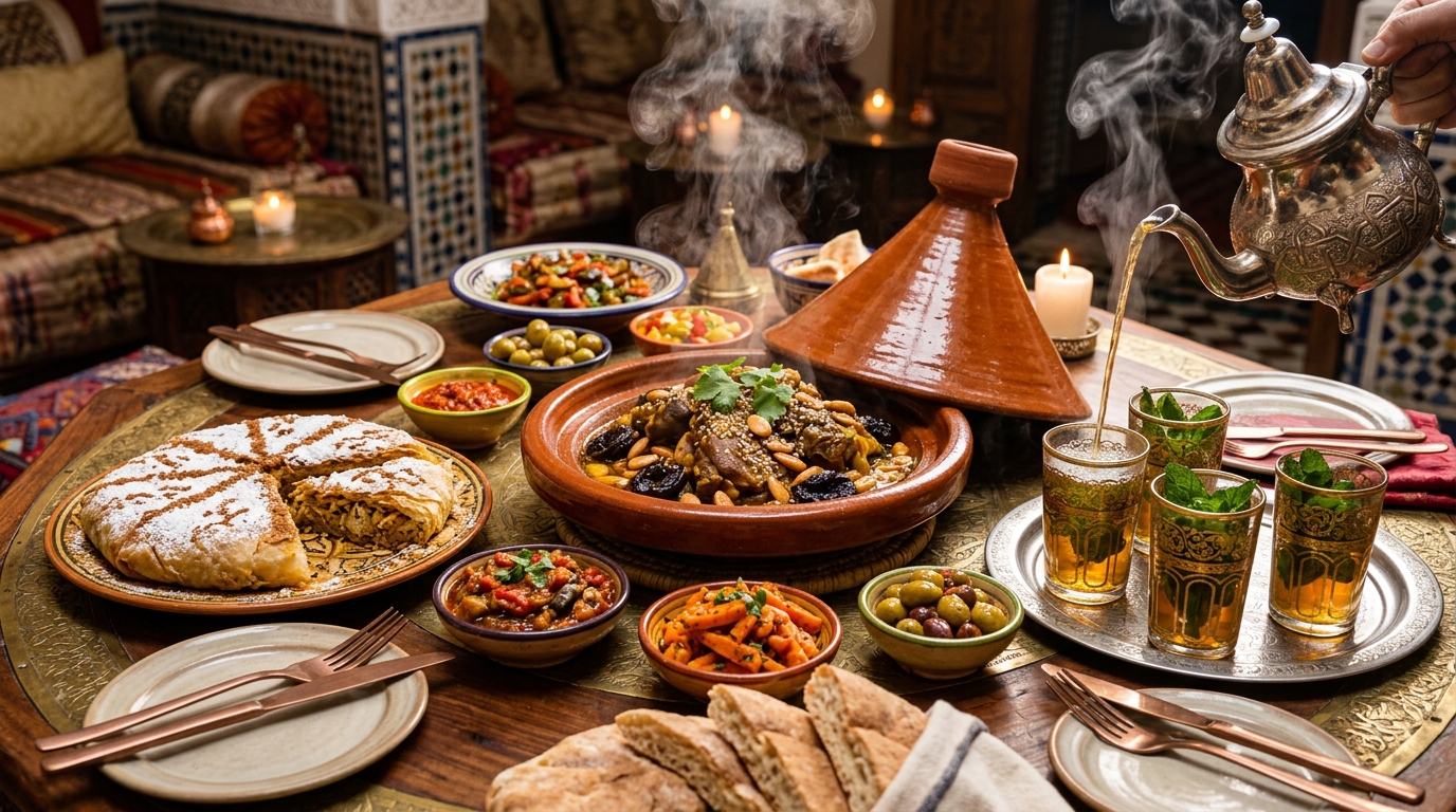 Les secrets de la gastronomie marocaine : Tajines, Pastillas et rituels du thé à la menthe